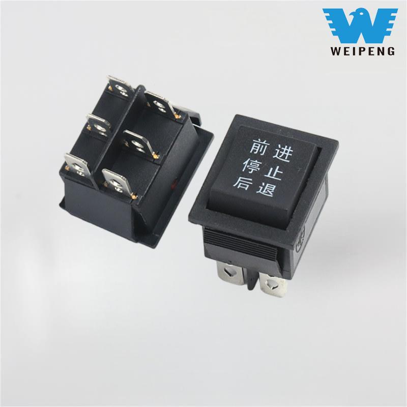 KCD4 ブラック 31*25mm 6 ピン 3 ポジション 16A 250V ロッカー スイッチ
