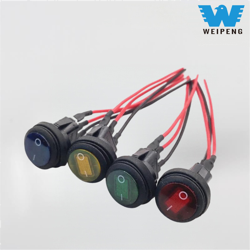 Weipeng 丸型防水ボートスイッチ (ワイヤー付き)